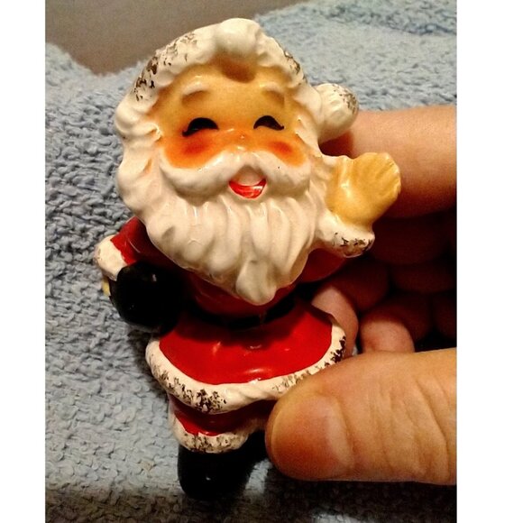 Vintage Enesco Ceramic Bowling Santa Claus 1950s Christmas Salt Shaker - Picture 2 of 16